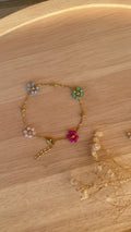 Bracelet fleurs colorées