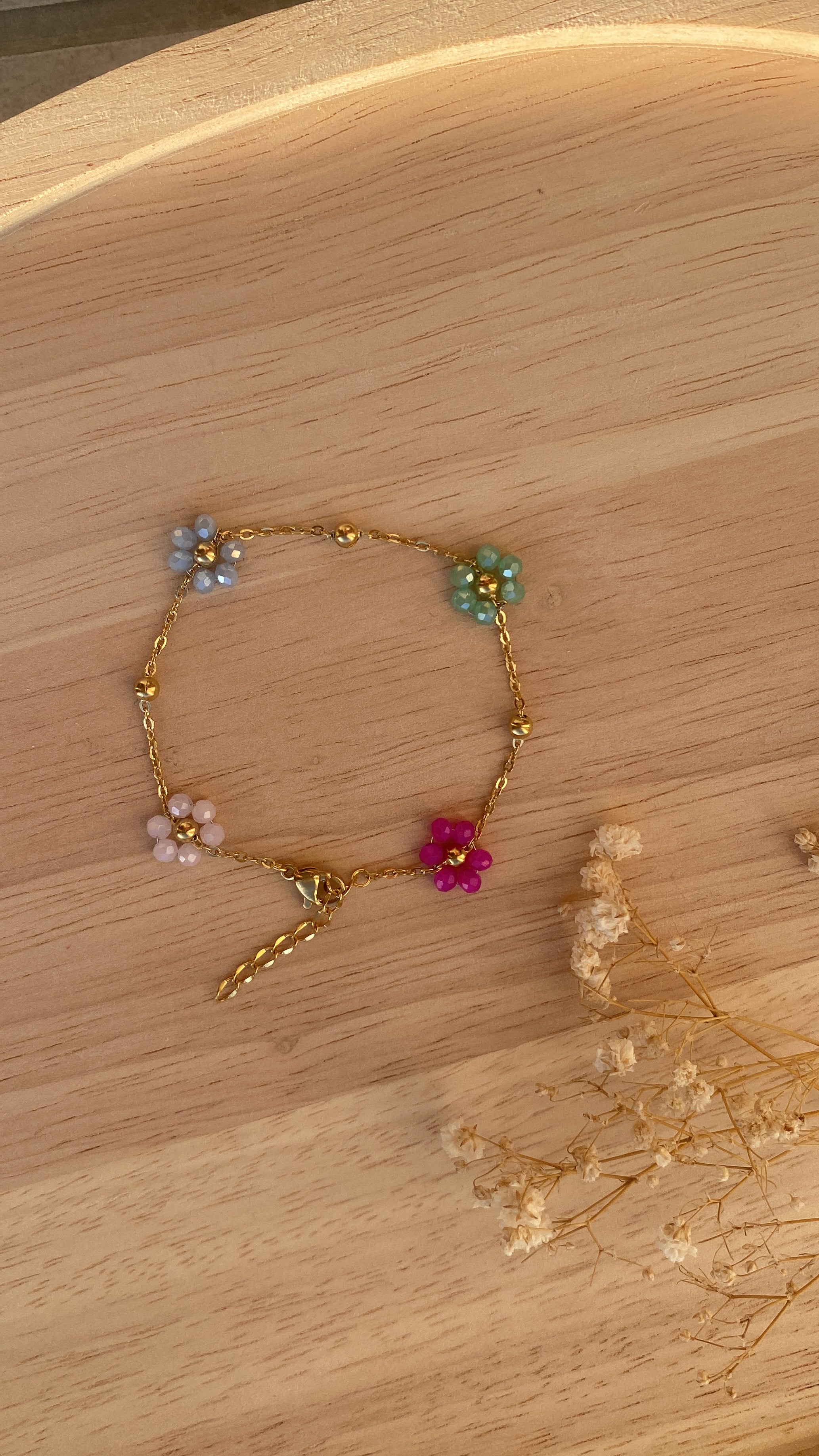 Bracelet fleurs colorées
