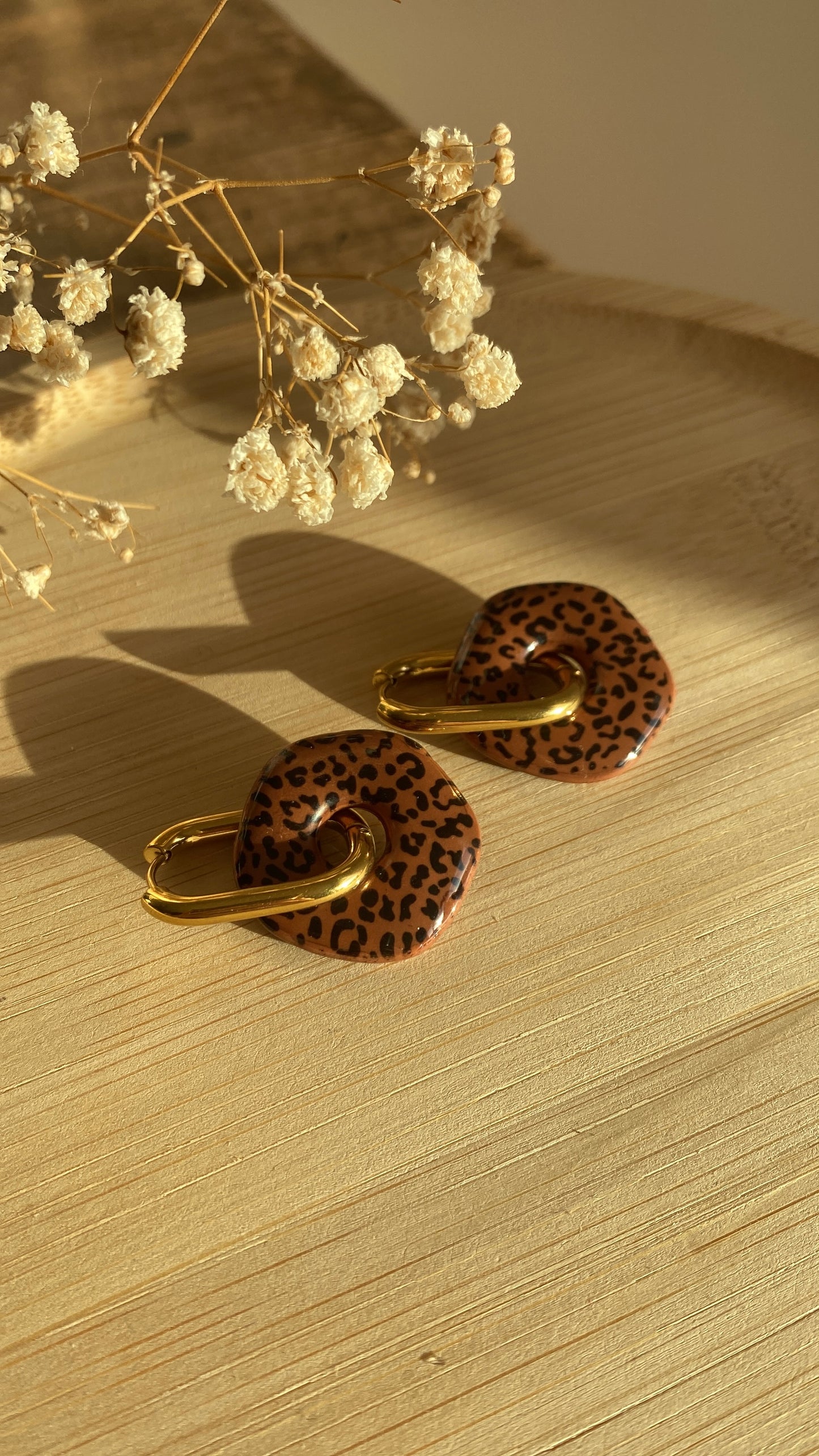 pampilles marrons motif léopard