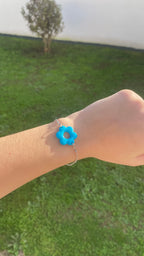 Bracelet fleur bleue