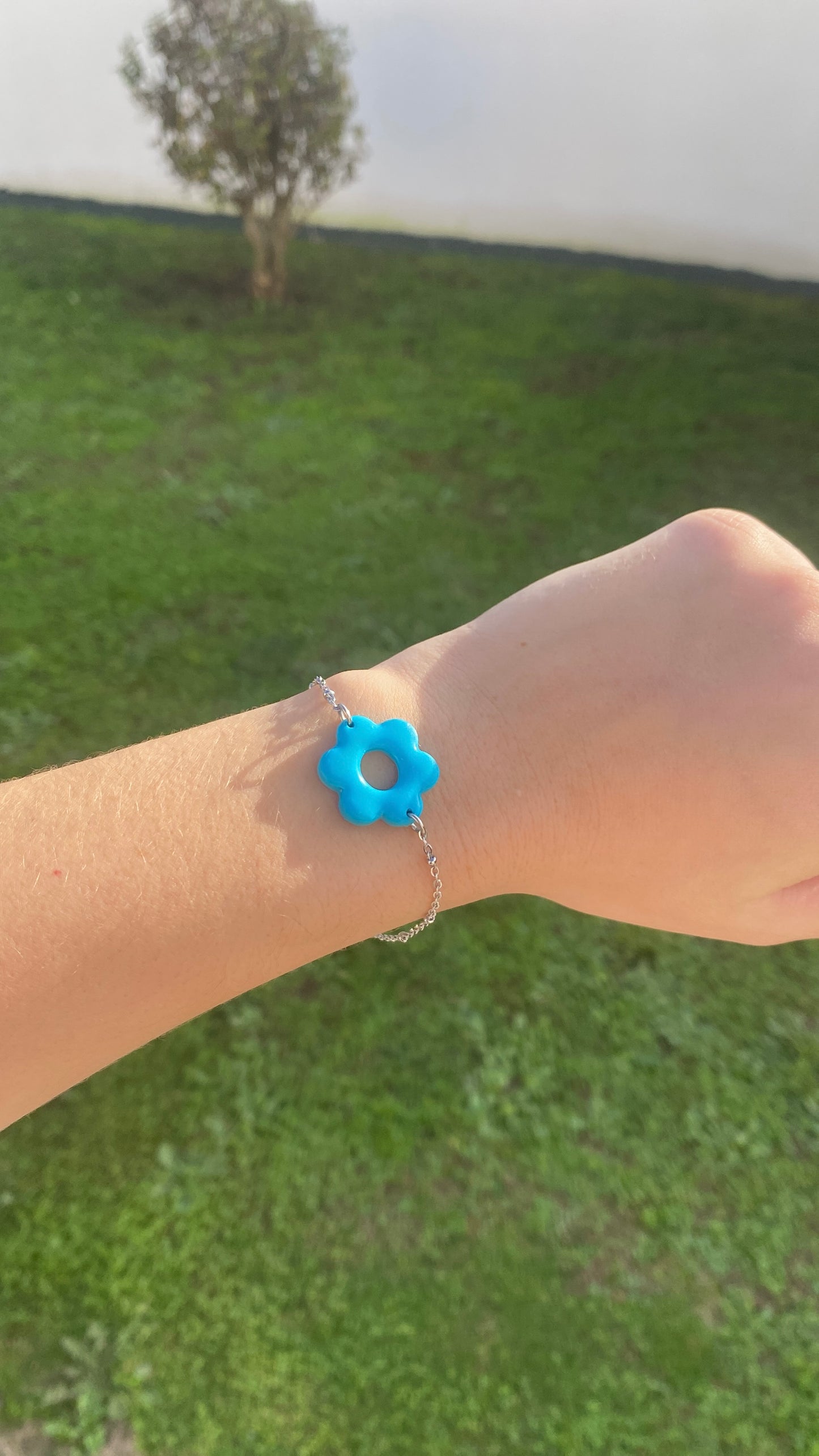 Bracelet fleur bleue