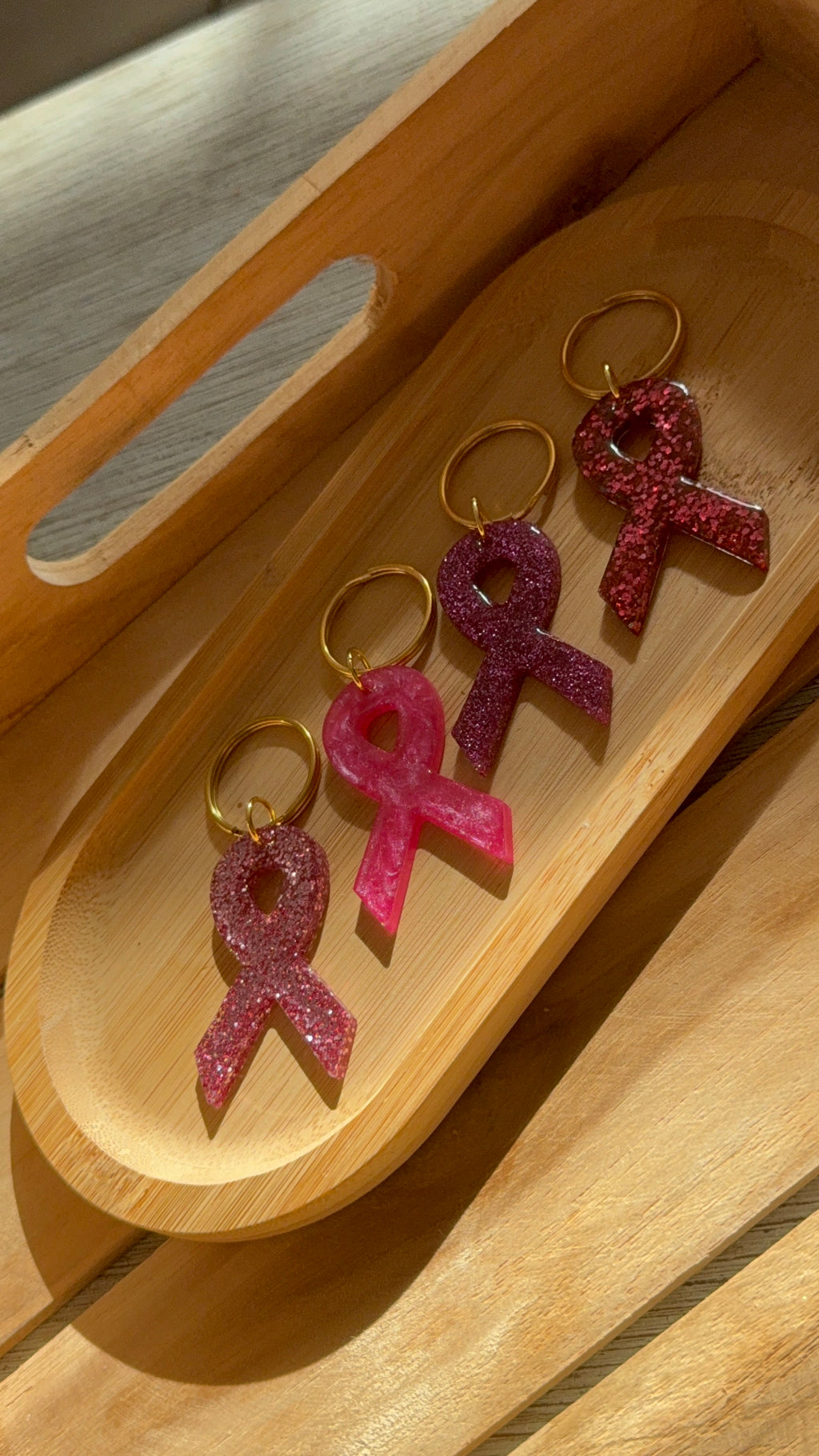 Portes clefs rubans roses