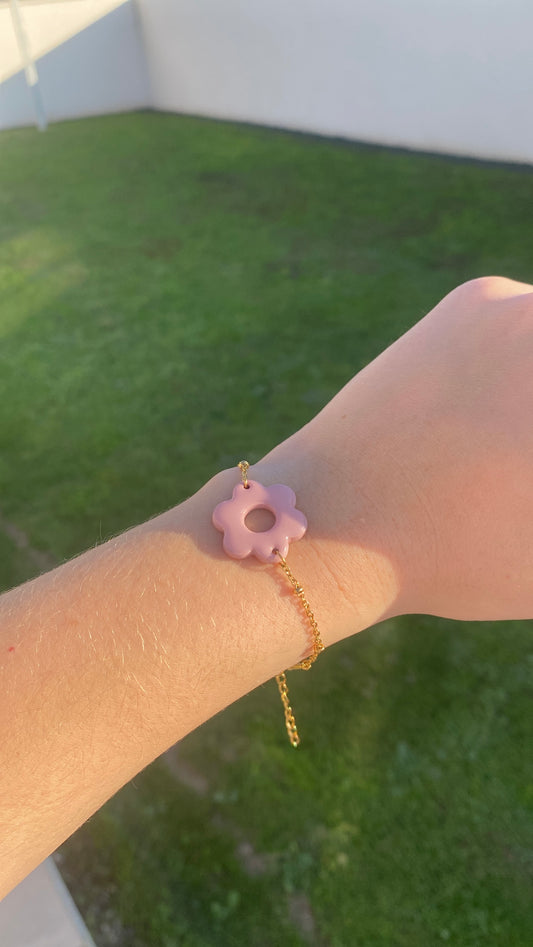 Bracelet fleur vieux rose