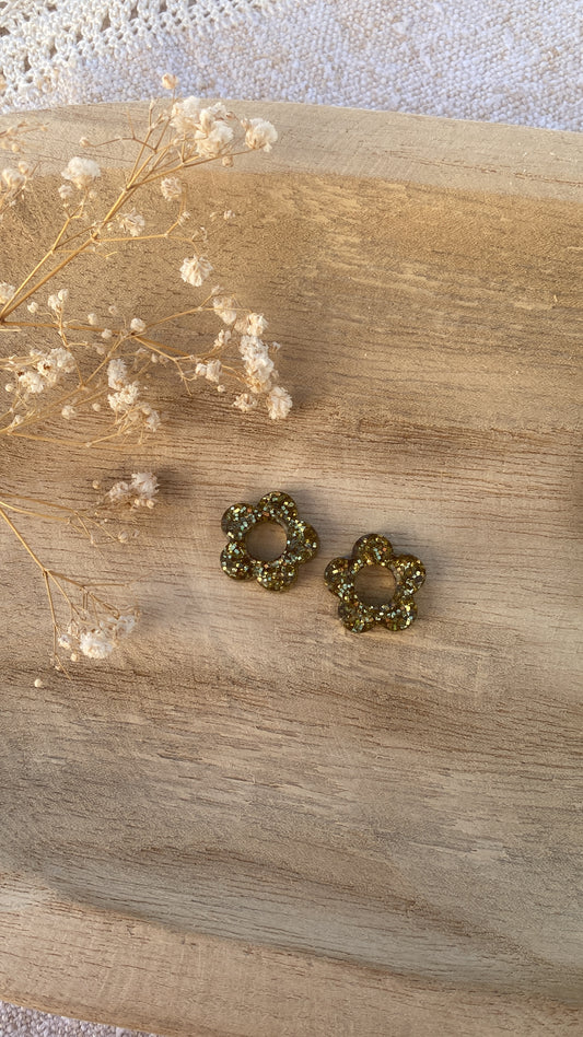 Pampilles à paillettes dorées